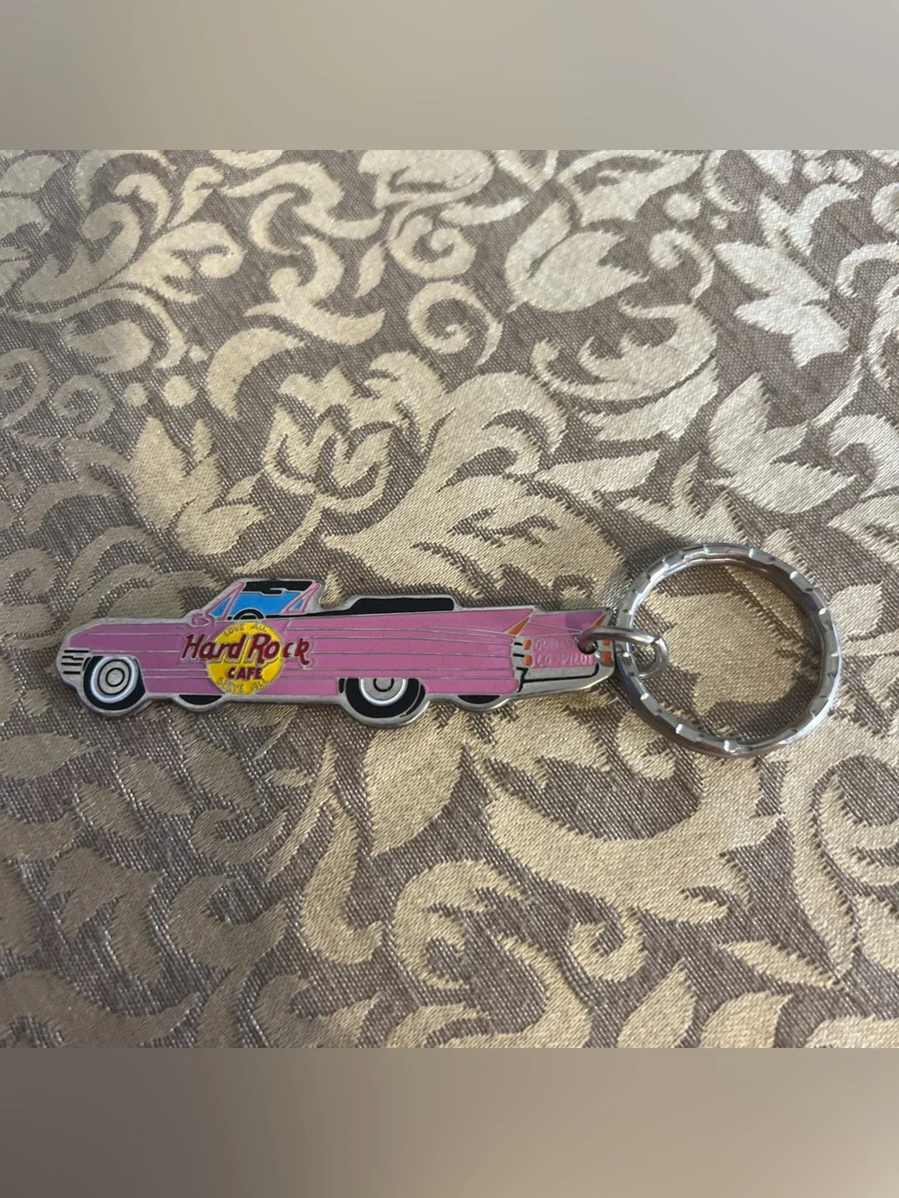 Hard Rock Cafe Pink Car Keychain Travel Vacation